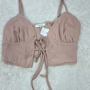 Active USA  Women's Beige Sleeveless Crop Top Size Medium  NWT #114